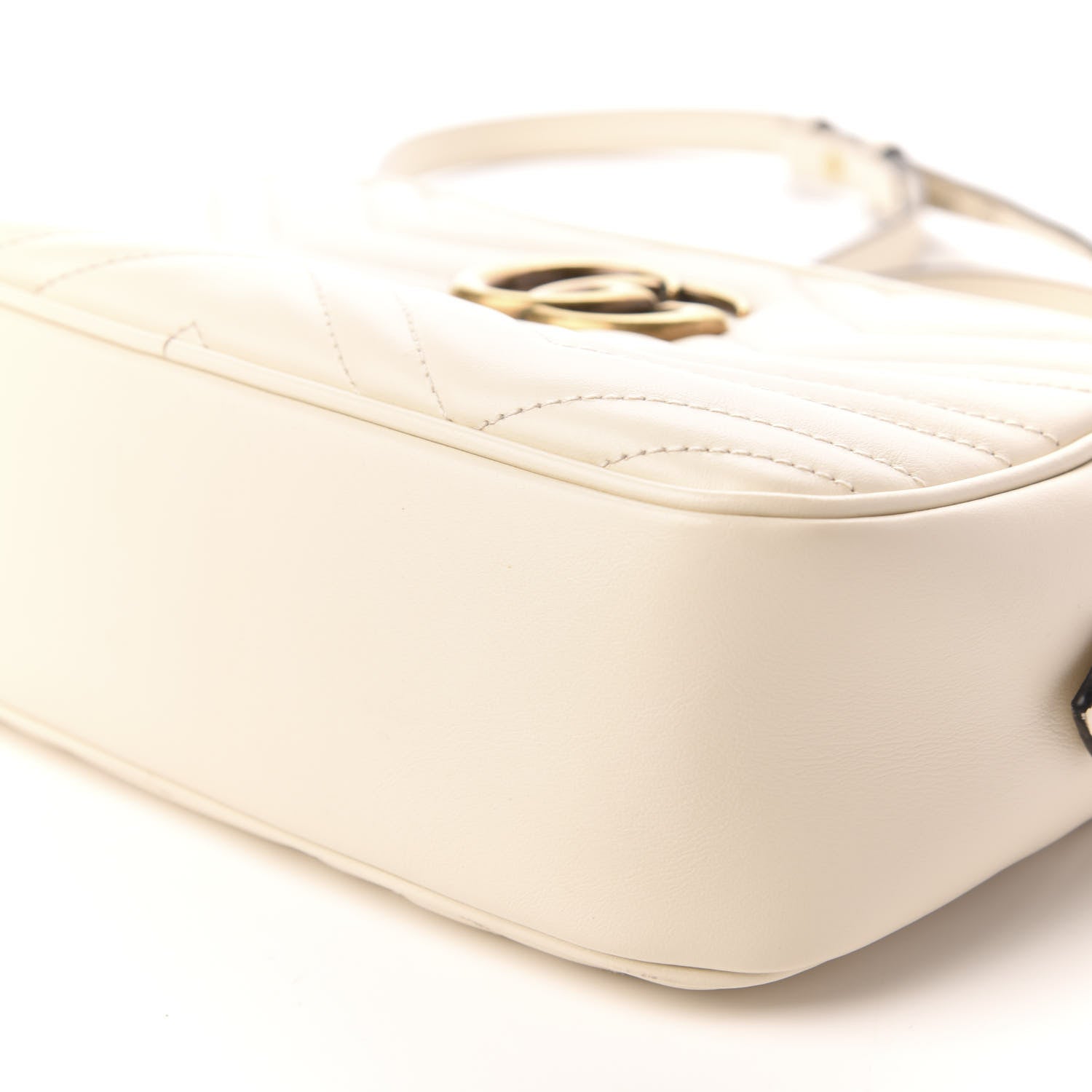 Gucci Calfskin Matelasse Small GG Marmont Chain Shoulder Bag White 7 of 9