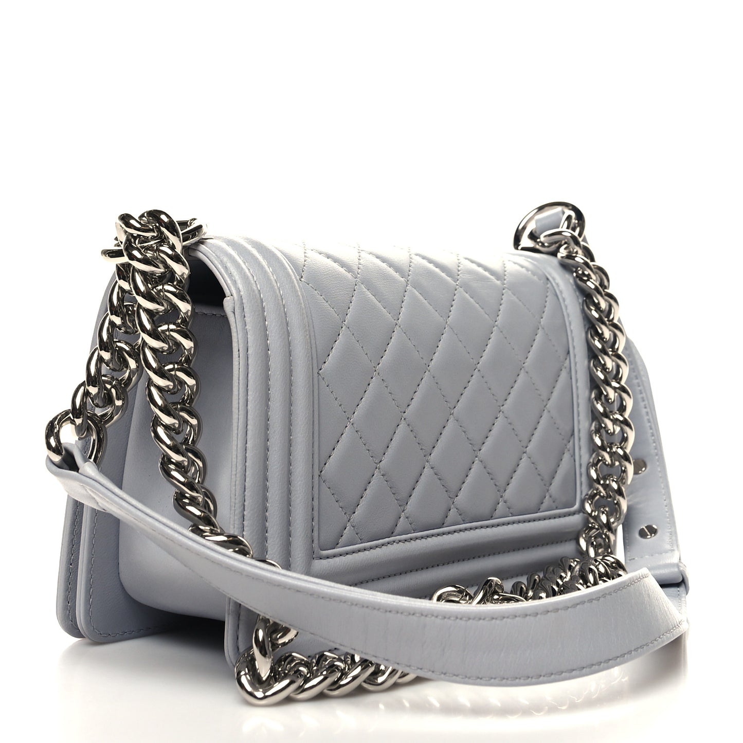 Calfskin Quilted Small Boy Flap Grey