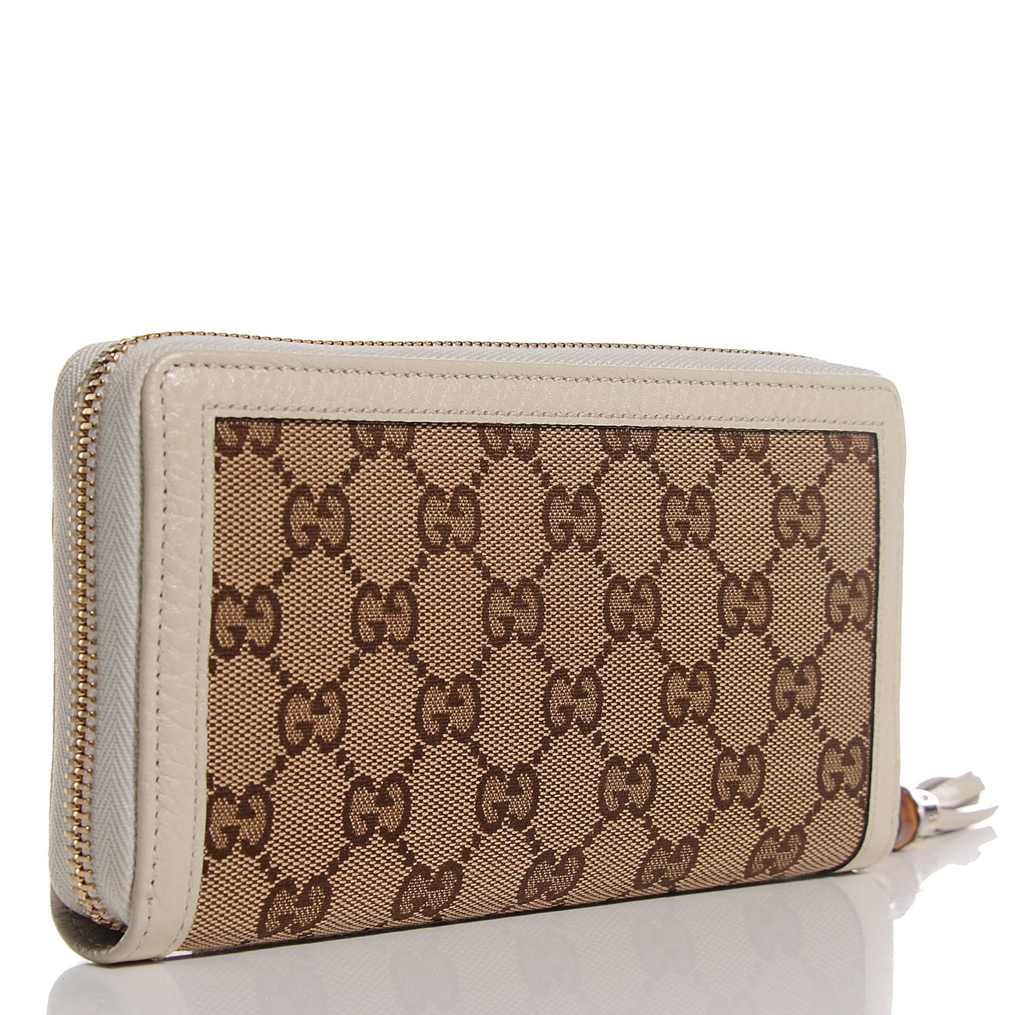 Monogram Bamboo Tassel Zip Around Wallet Off White