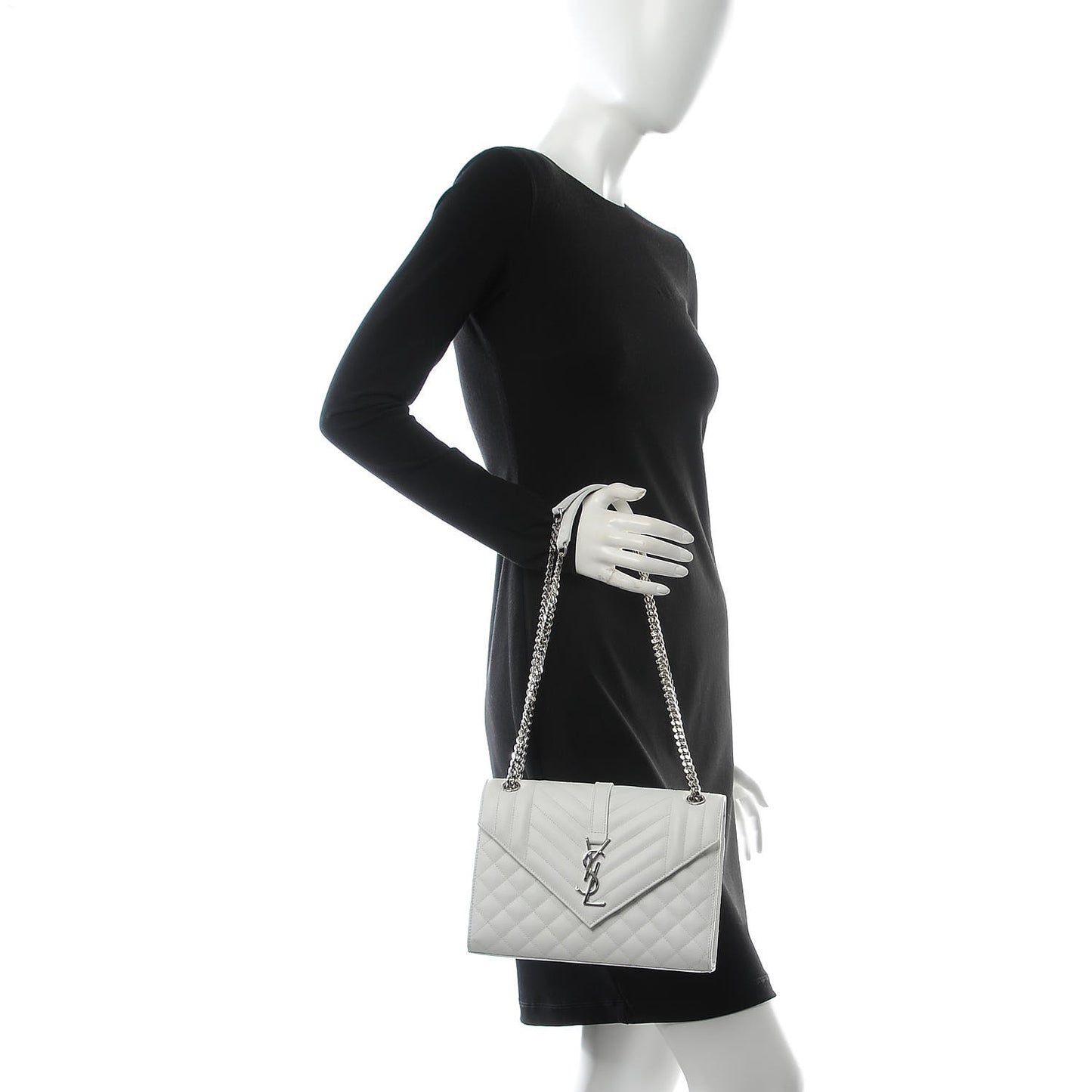 Grain De Poudre Textured Mixed Matelasse Medium Triquilt Monogram Satchel Porcellana