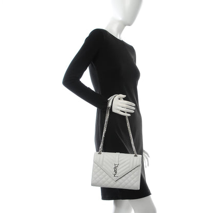 Saint Laurent Grain De Poudre Textured Mixed Matelasse Medium Triquilt Monogram Satchel Porcellana 2 of 9