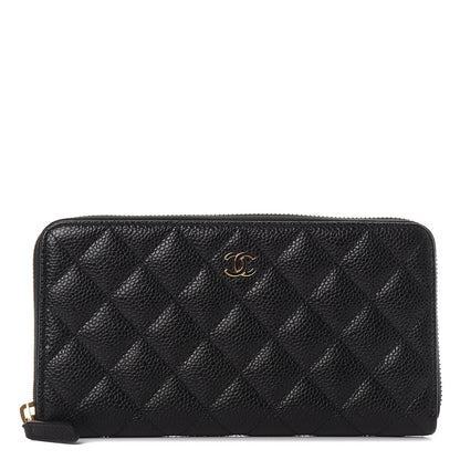 Chanel Caviar Quilted Large Gusset Zip Around Wallet Black 1 of 12