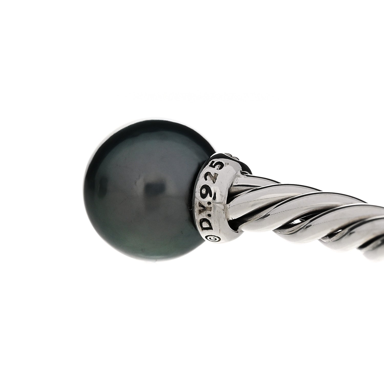 David Yurman Sterling Silver Diamond Tahitian Pearl 9mm Solari Bracelet 4 of 5