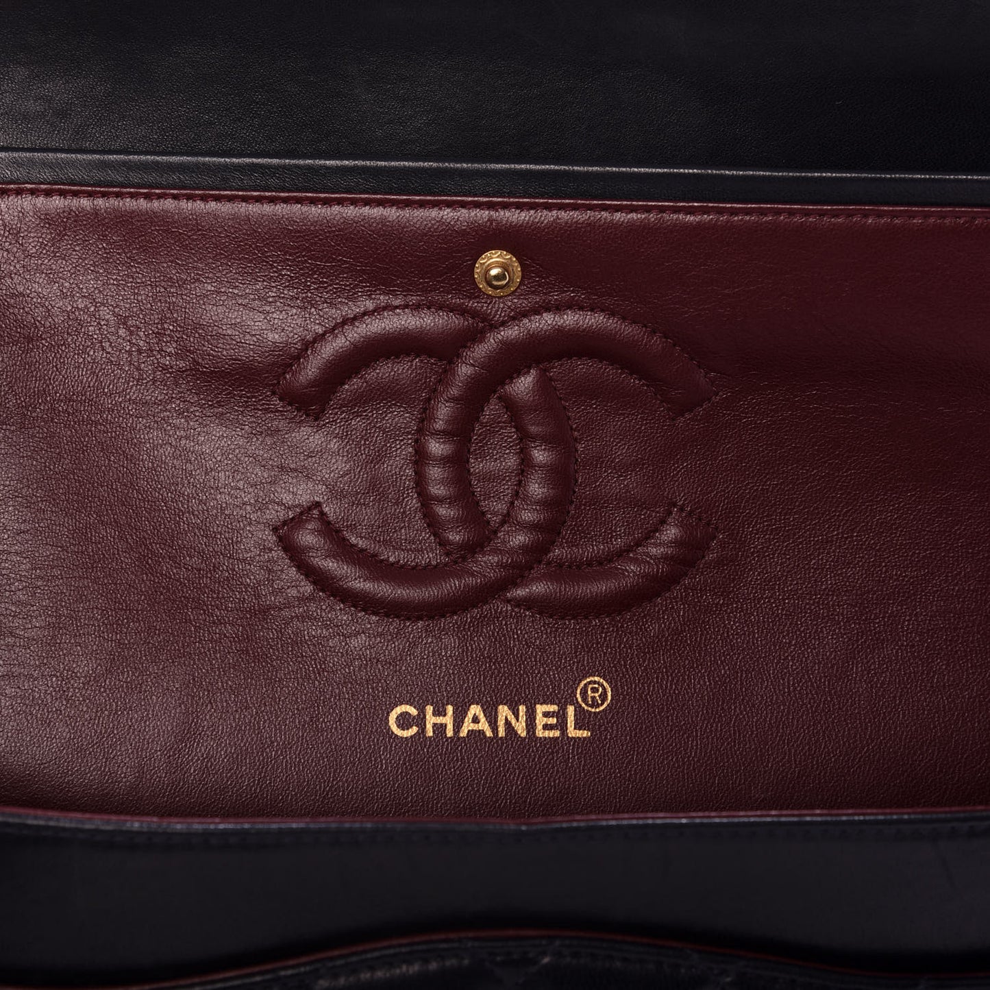 Lambskin Quilted Medium Double Flap Navy