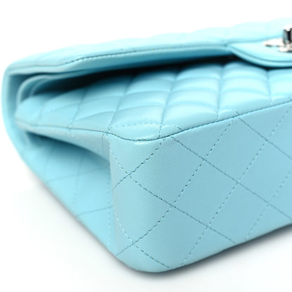 Chanel Lambskin Quilted Medium Double Flap Neon Blue 9 of 10