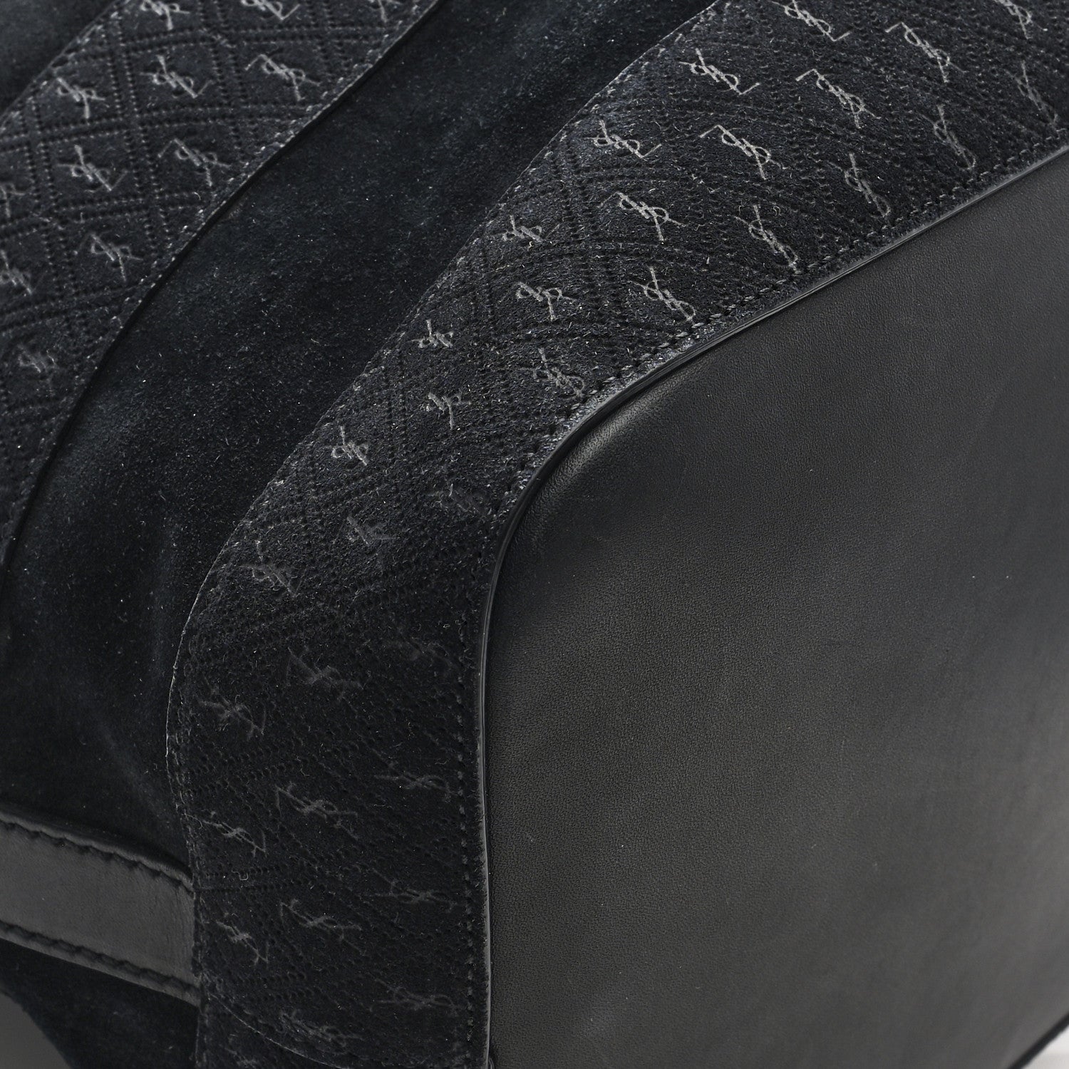 Saint Laurent Suede All-Over Monogram Giant Bucket Bag Black 8 of 9