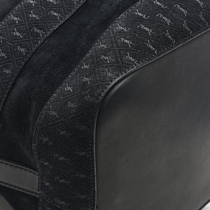 Saint Laurent Suede All-Over Monogram Giant Bucket Bag Black 8 of 9