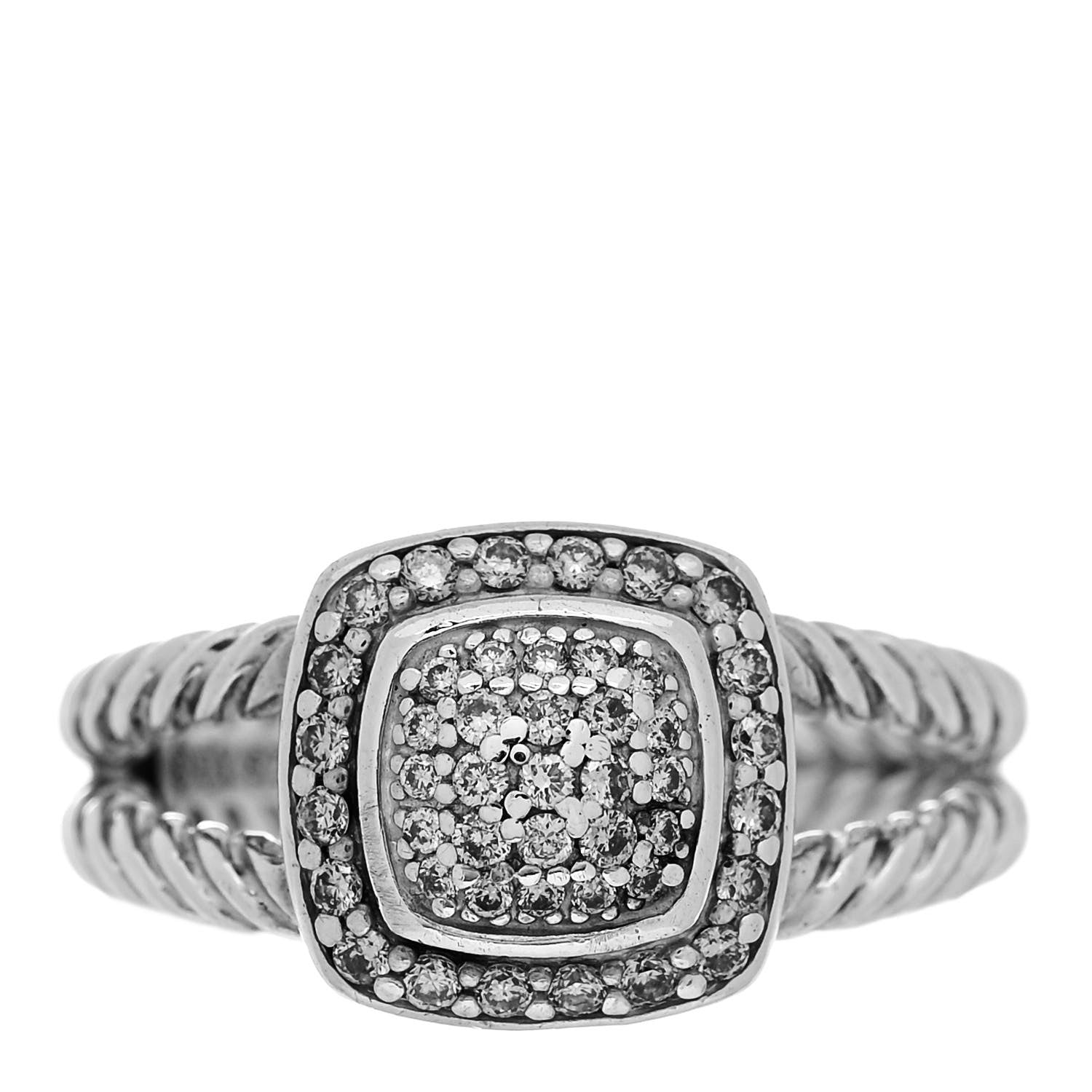 David Yurman Sterling Silver Diamond 7mm Petite Albion Pave Ring 52 6 1 of 5