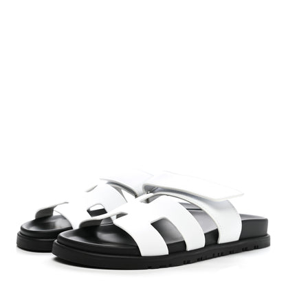 Hermes Calfskin Womens Chypre Sandals 38 White 3 of 10