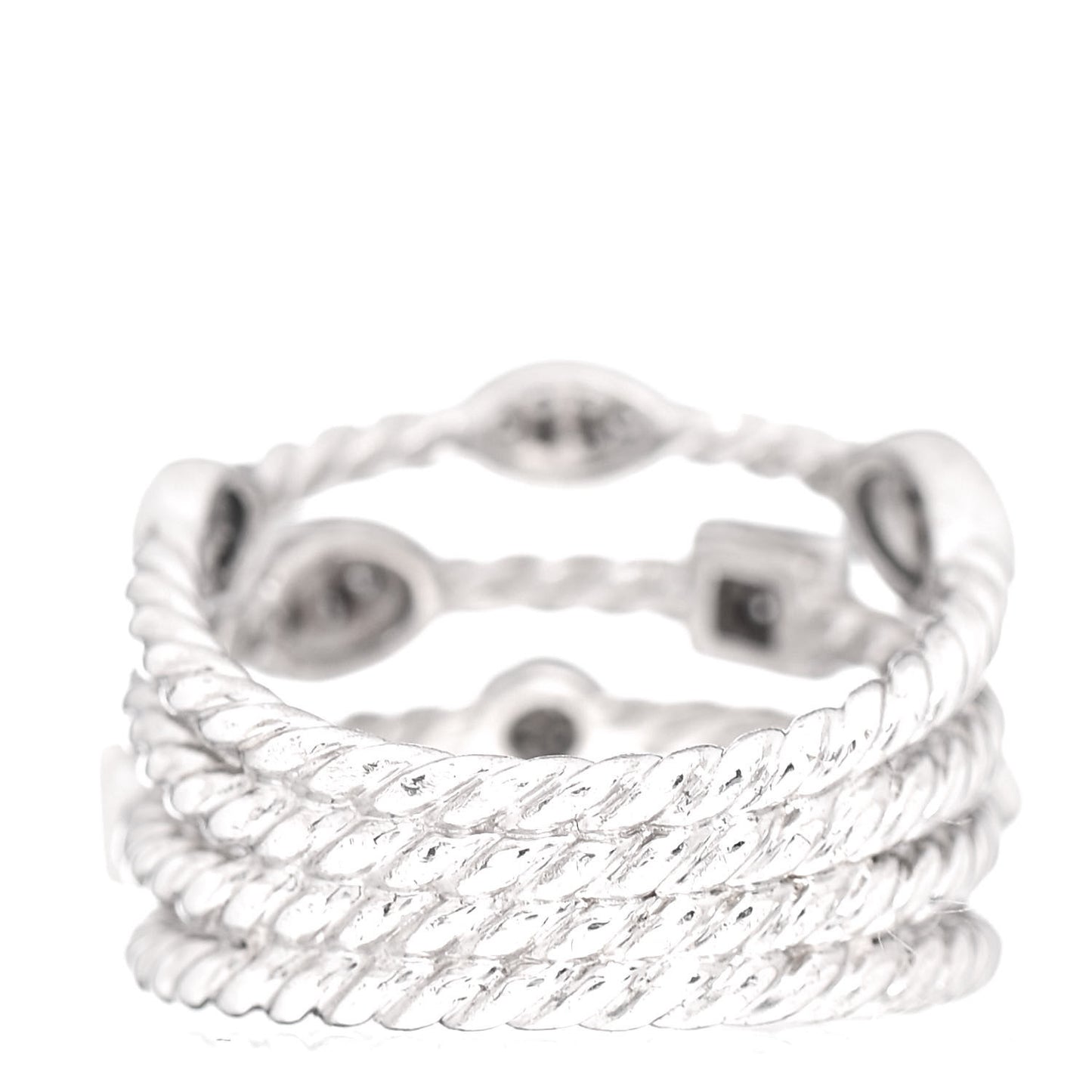 Sterling Silver Diamond Confetti 4 Row Ring 52 6