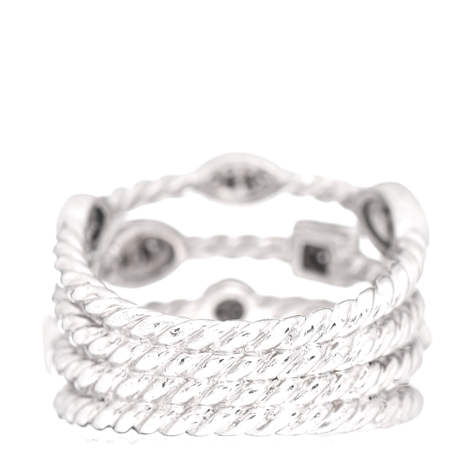 David Yurman Sterling Silver Diamond Confetti 4 Row Ring 52 6 4 of 5