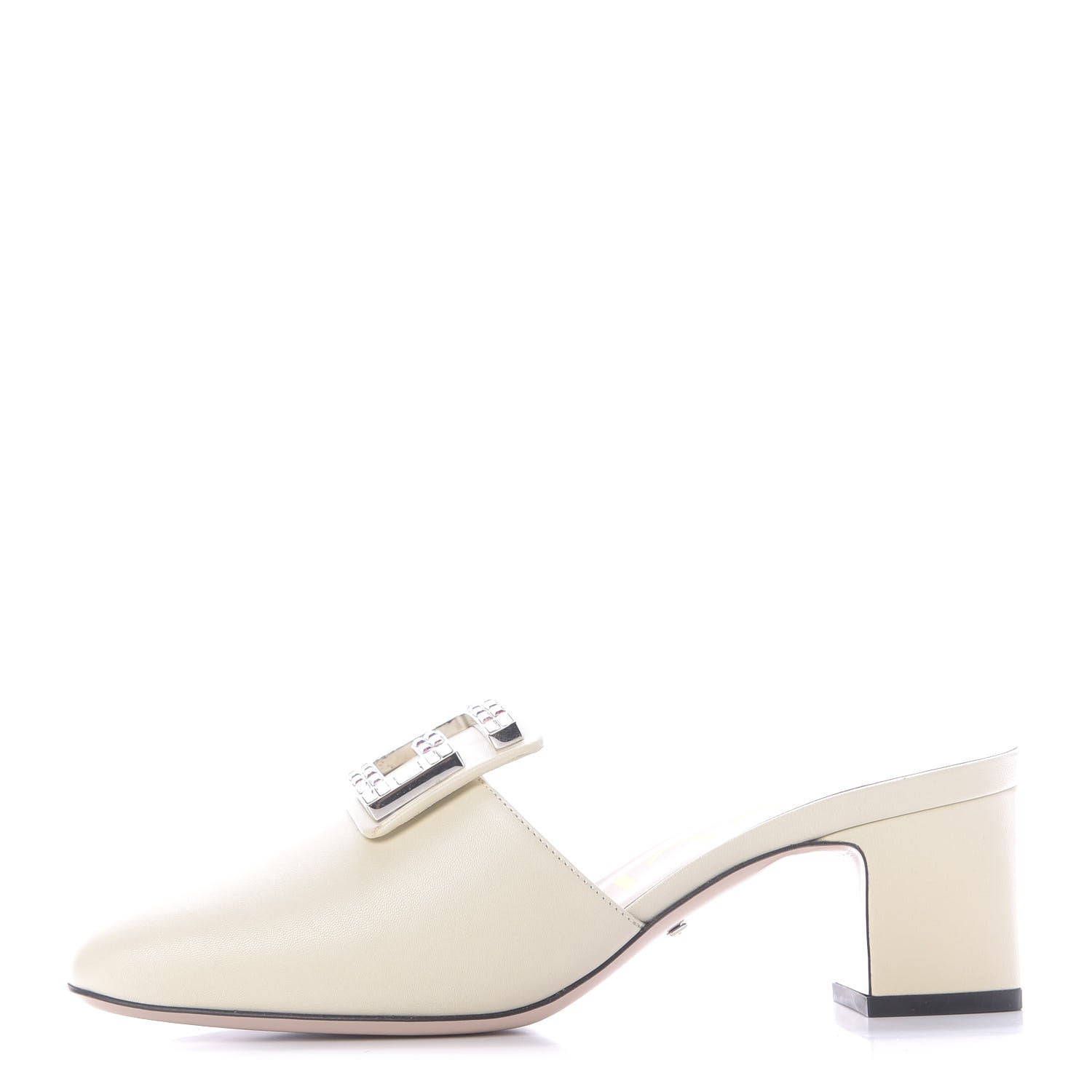 Gucci Malaga Kid Crystal Square G Madelyn Mules 38 Vintage White 1 of 12