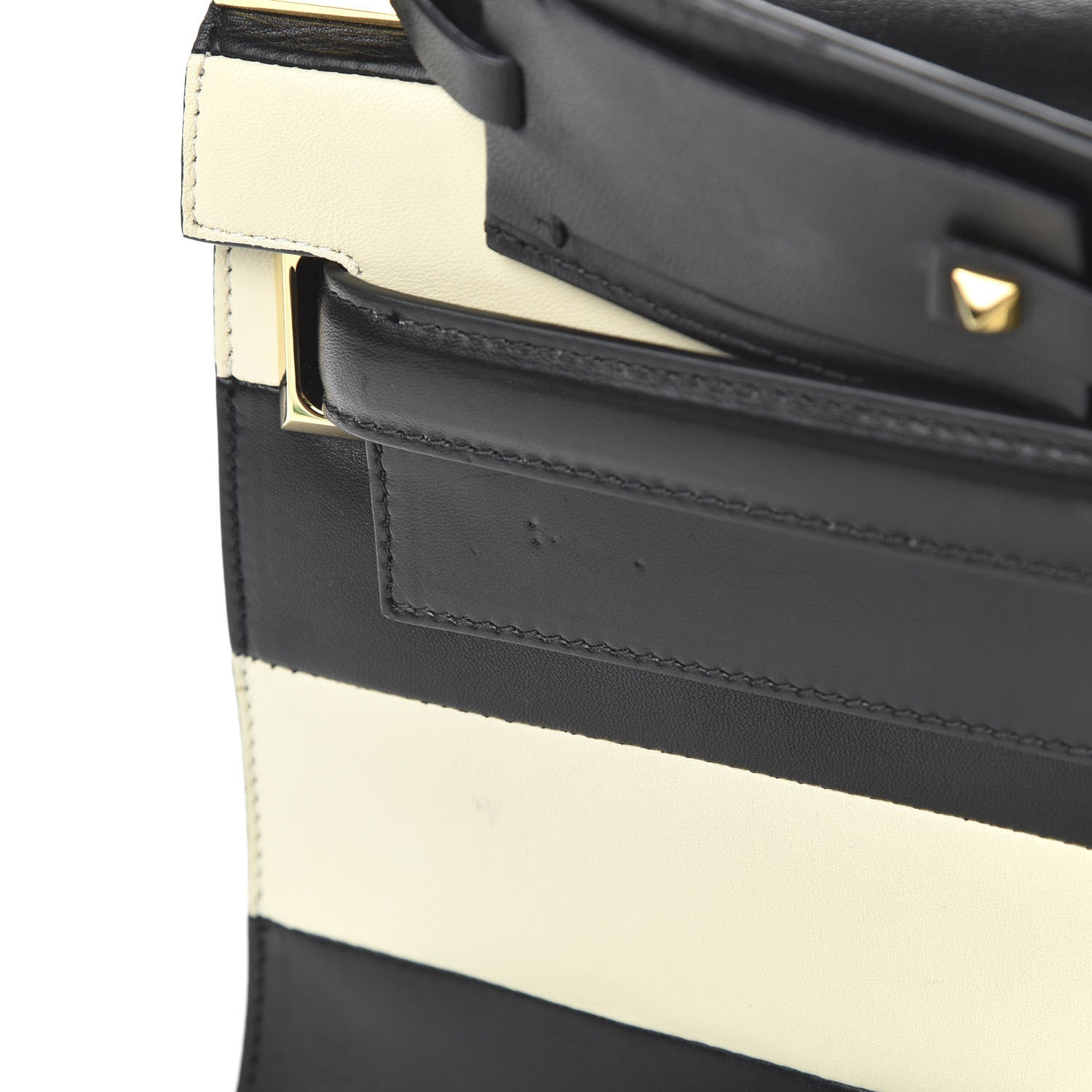Valentino Garavani Nappa Striped Medium My Rockstud Frame Bag Black Light Ivory 11 of 13