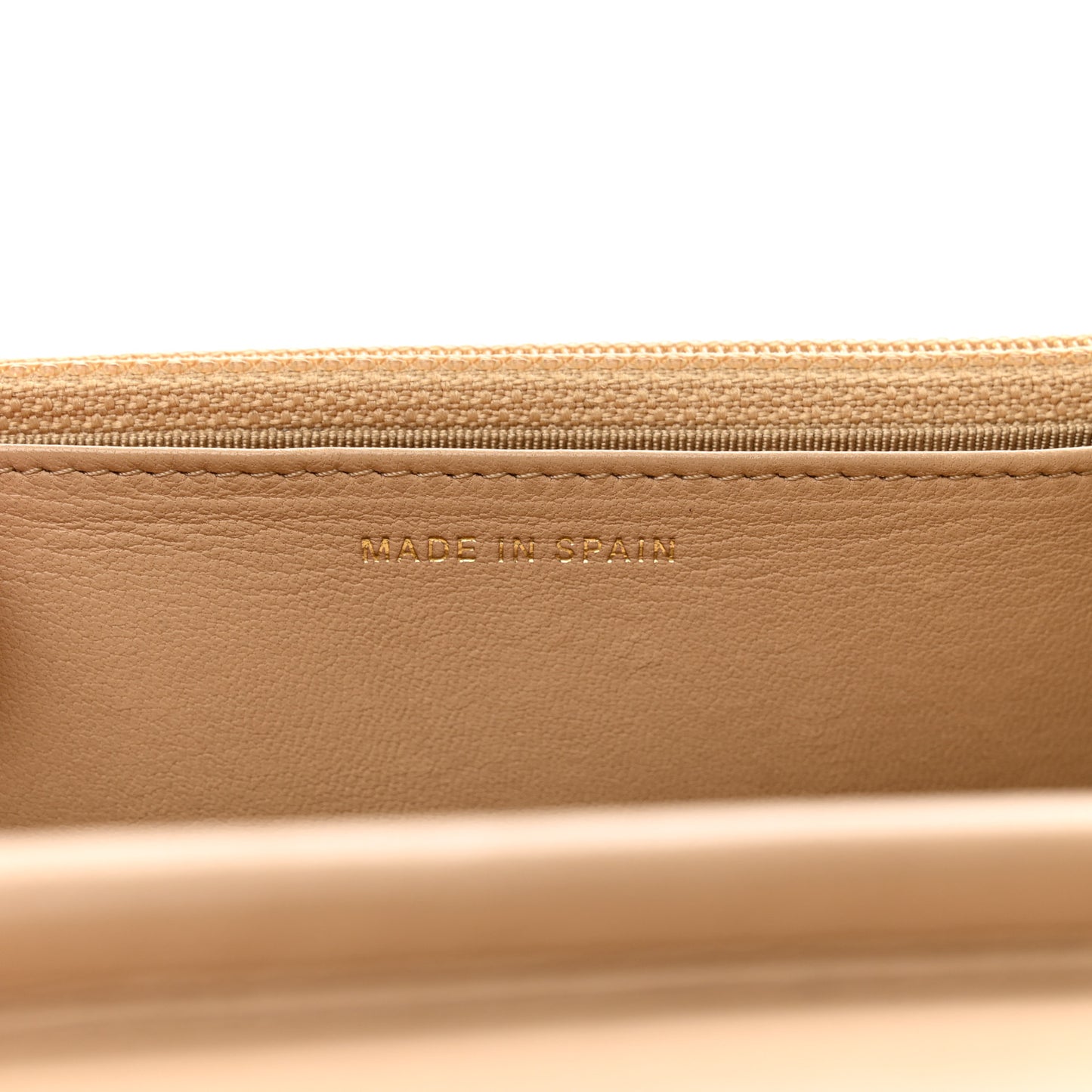 Lambskin Quilted Wallet On Chain WOC Beige