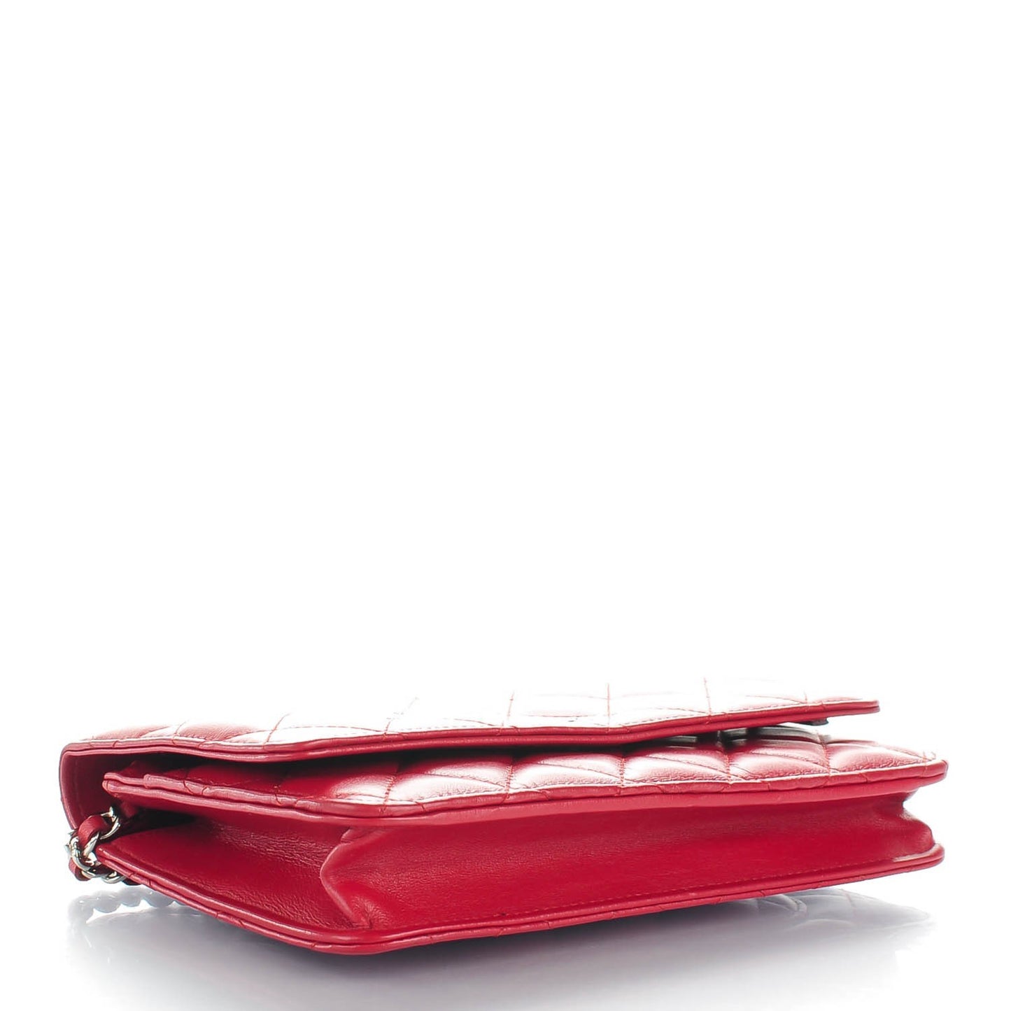 Lambskin Quilted Wallet On Chain WOC Red