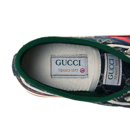Gucci New Denim GG Monogram Web Womens 1977 Tennis Sneakers 38 Blue Tea Mystic White 9 of 9