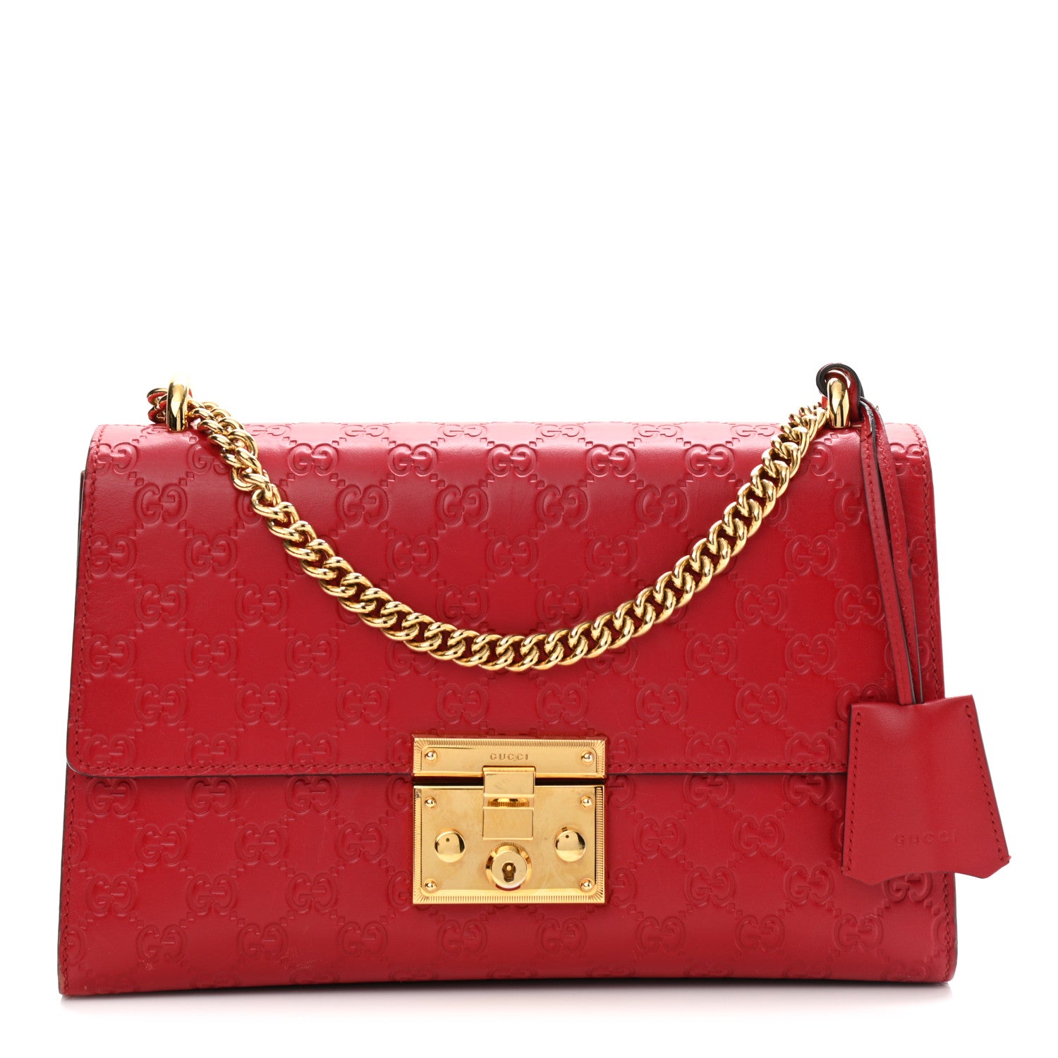 Gucci Guccissima Medium Padlock Shoulder Bag Hibiscus Red 2 of 21
