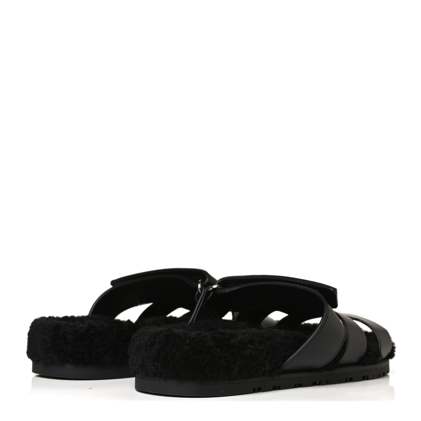 Calfskin Woolskin Womens Chypre Sandals 40 Black