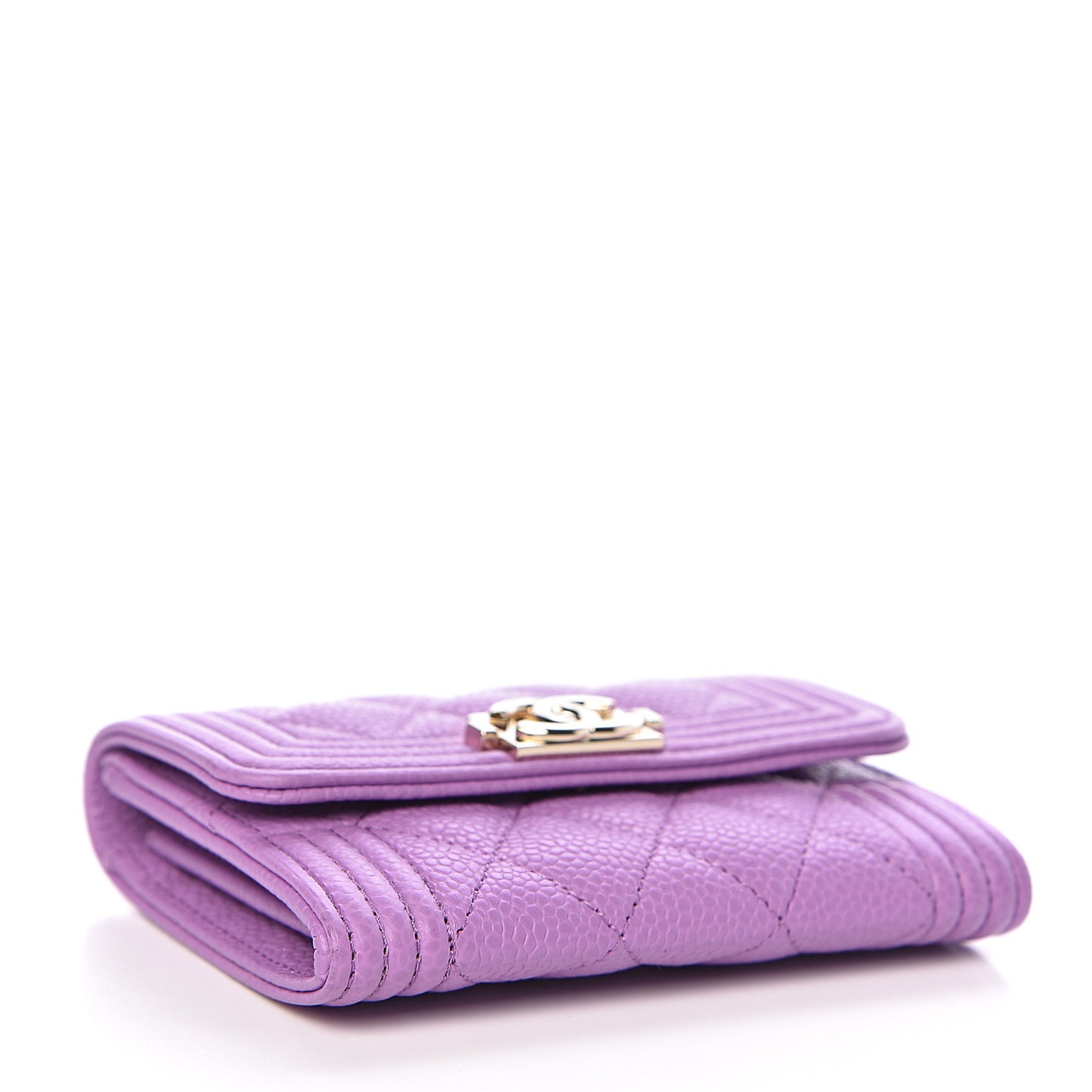 Caviar Quilted Boy Flap Card Holder Purple