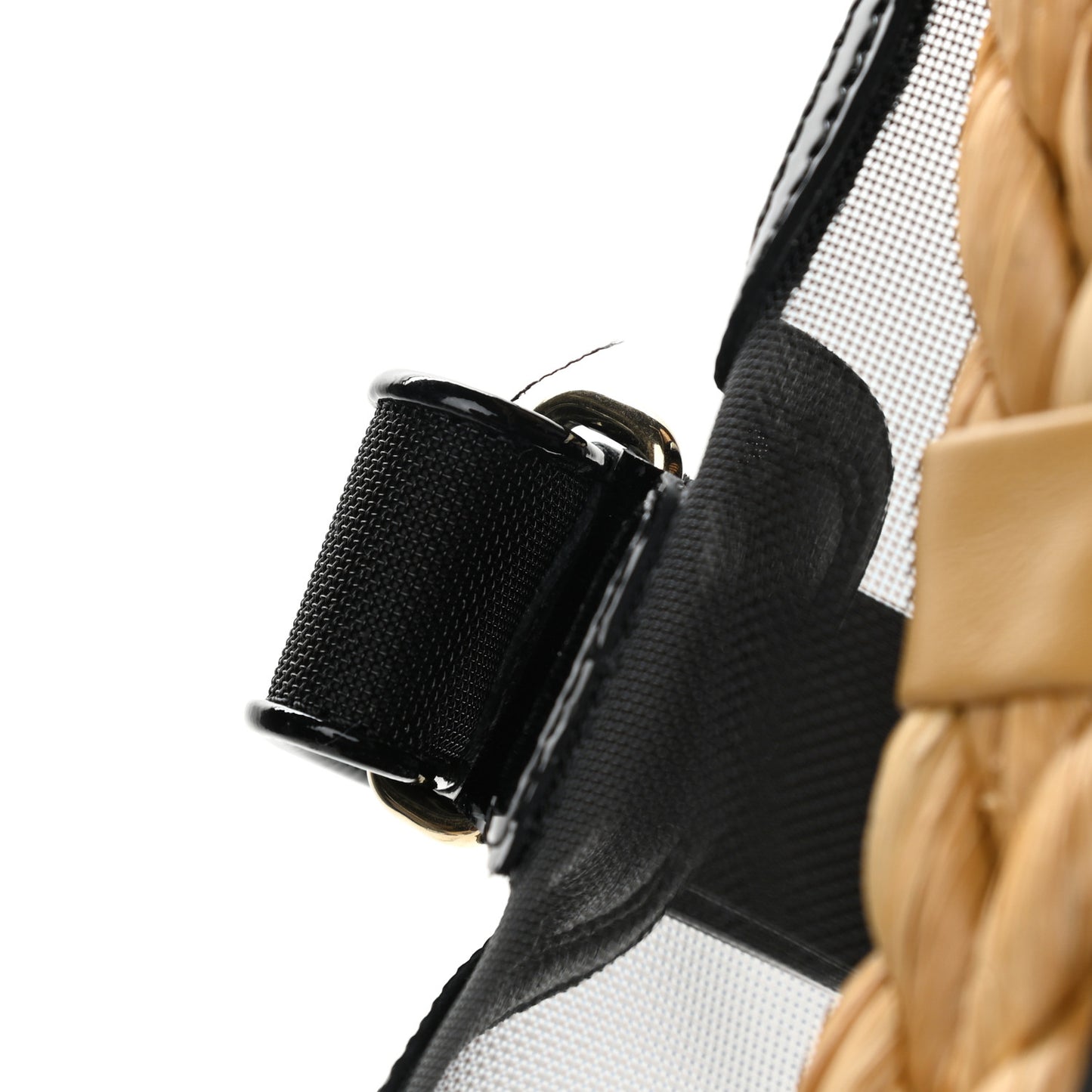 Mesh Patent Calfskin Velcro Dad Sandals 41 Black