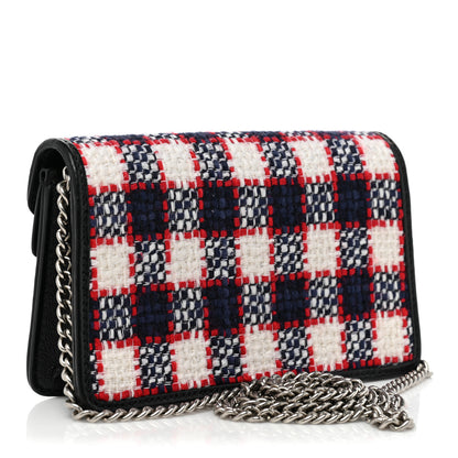 Gucci Vintage Tweed Check Super Mini Dionysus Shoulder Bag White Hibiscus Red Marine 3 of 12