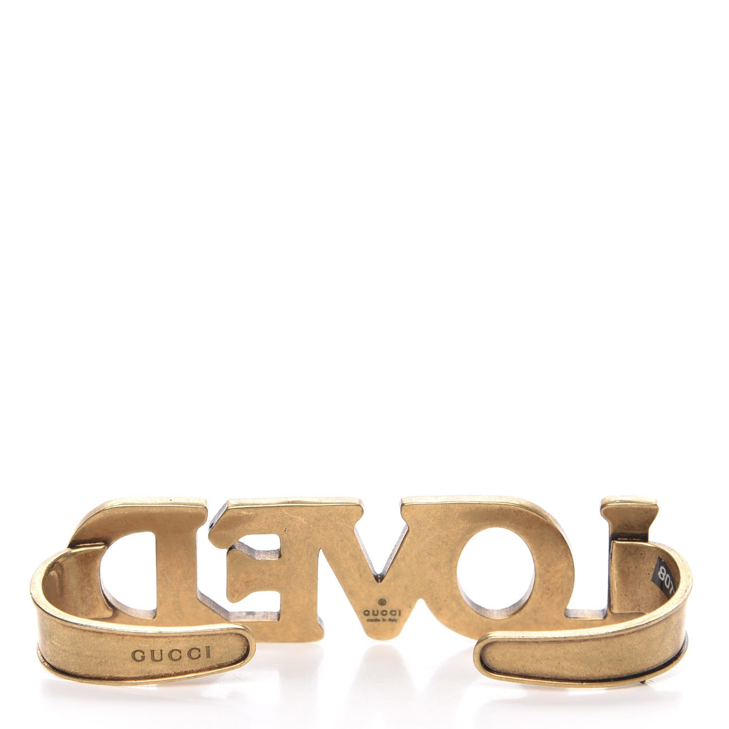 Gucci Metal Pearl Loved Palm Cuff Hand Piece Aged Gold 3 of 4