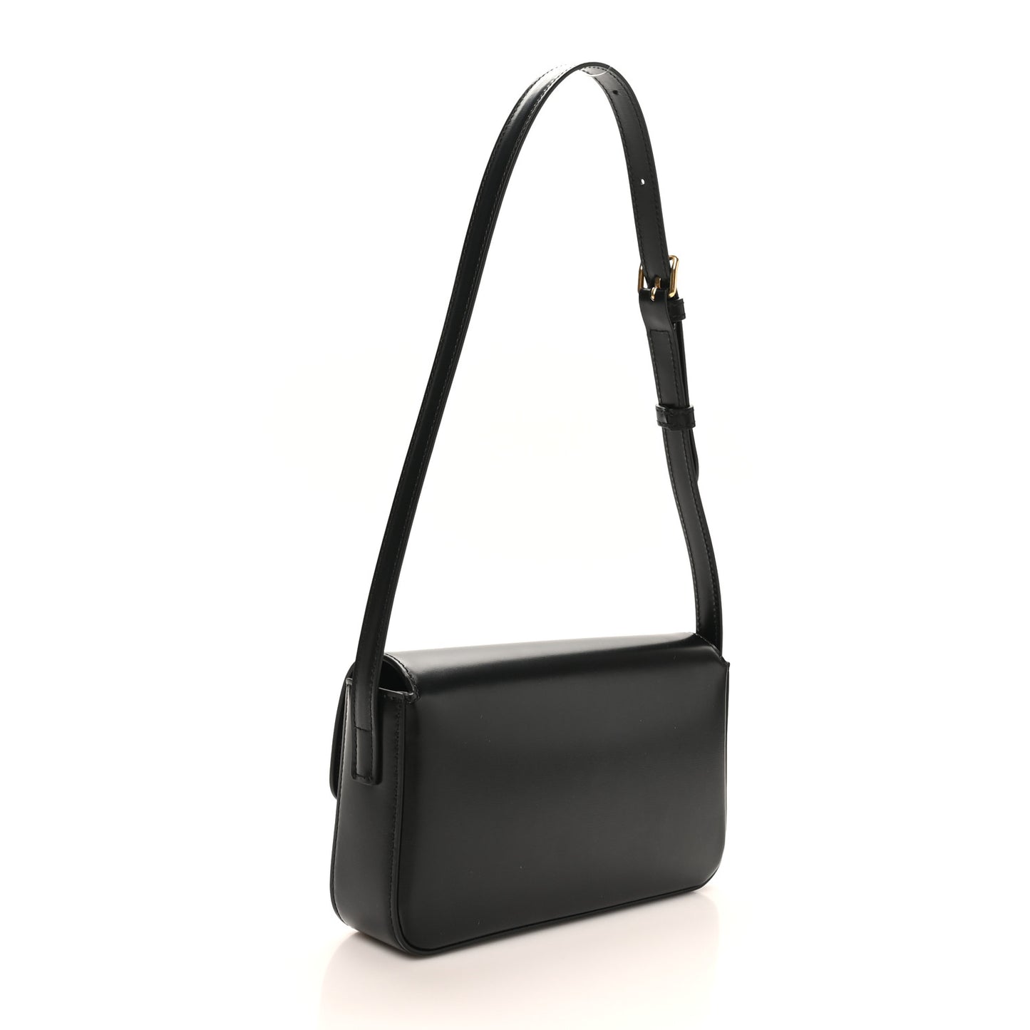 Shiny Calfskin Triomphe Shoulder Bag Black
