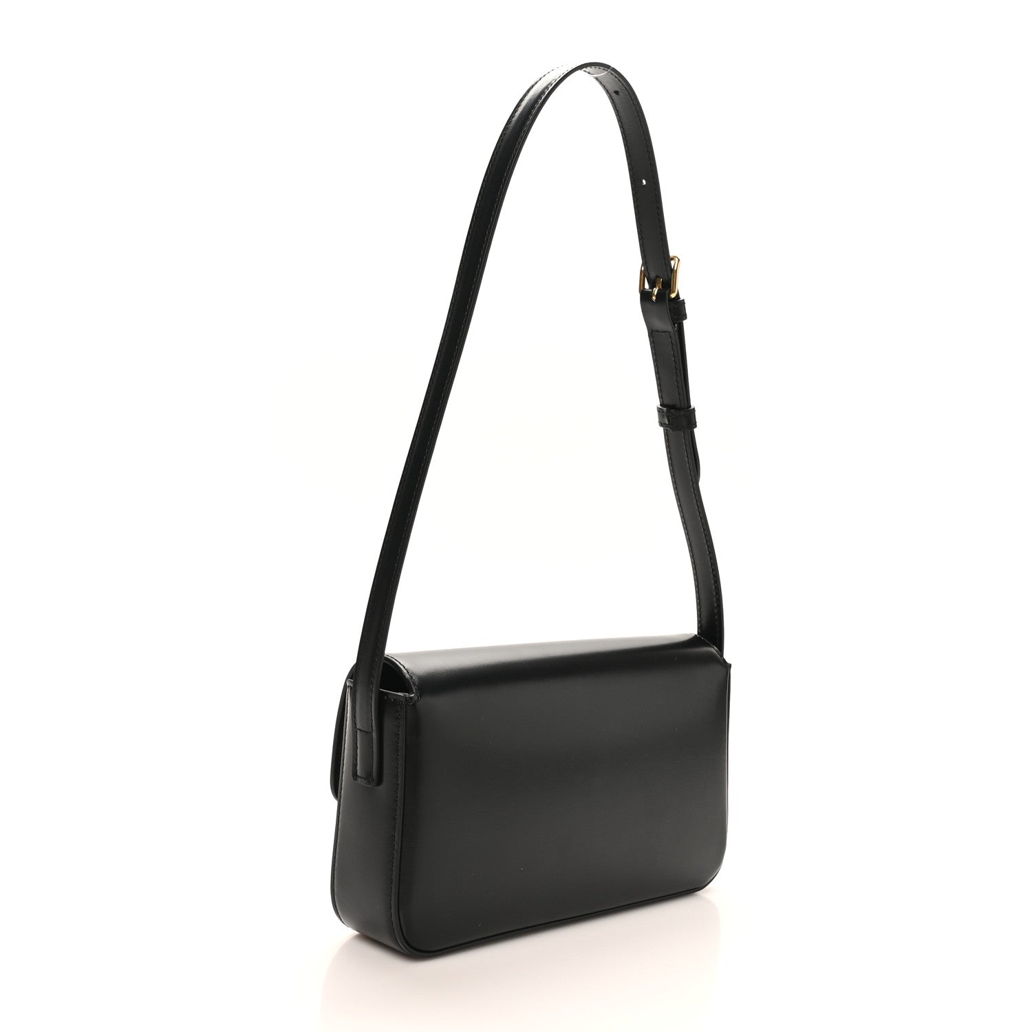 Celine Shiny Calfskin Triomphe Shoulder Bag Black 2 of 9