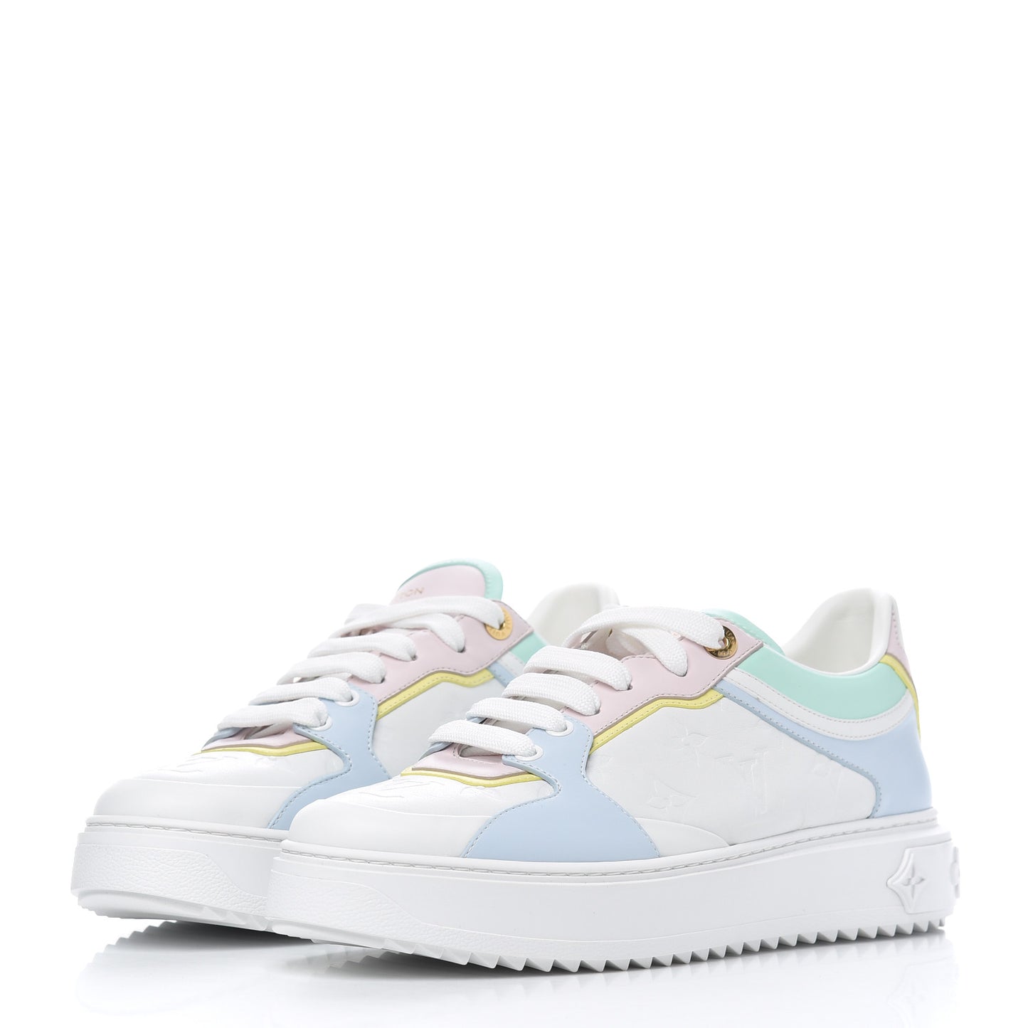 Monogram Embossed Lambskin Time Out Sneakers 40 Light Blue Pastel