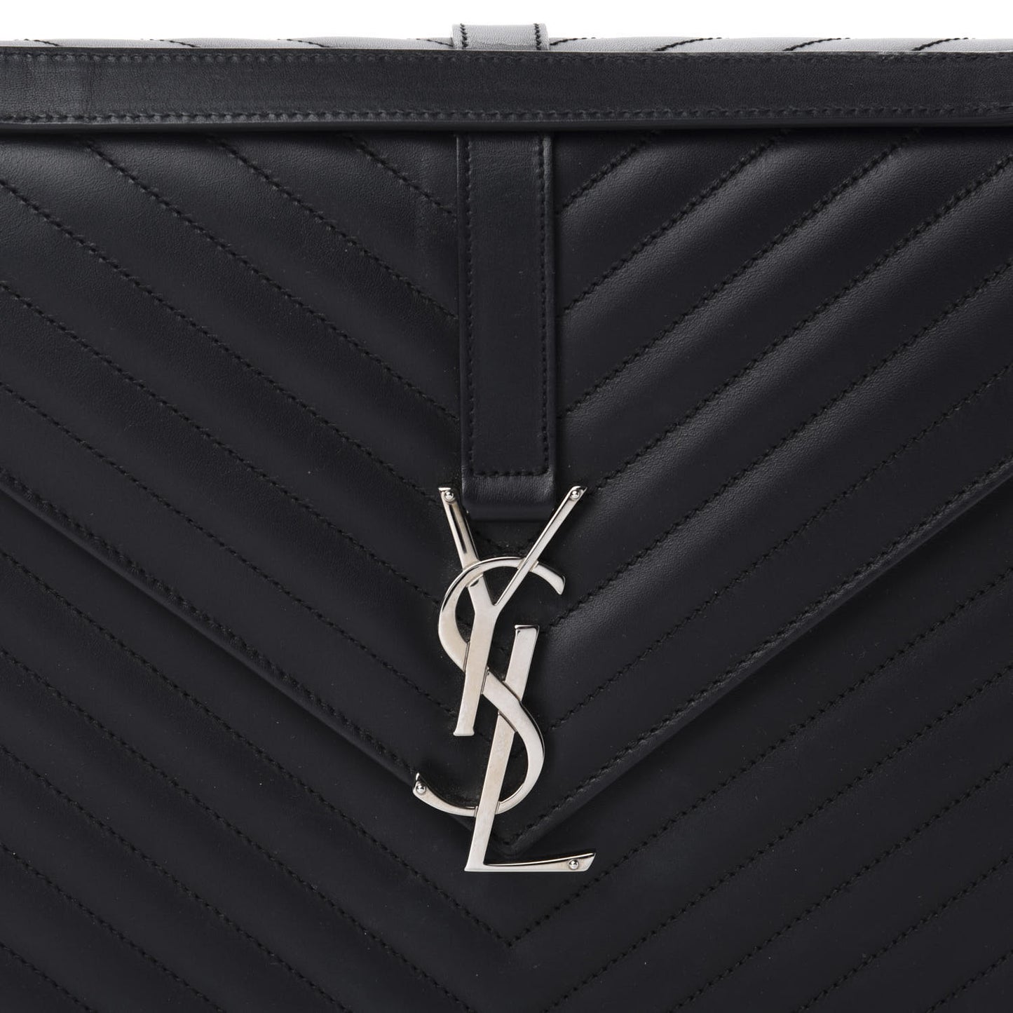 Smooth Calfskin Matelasse Chevron Large Monogram Satchel Black