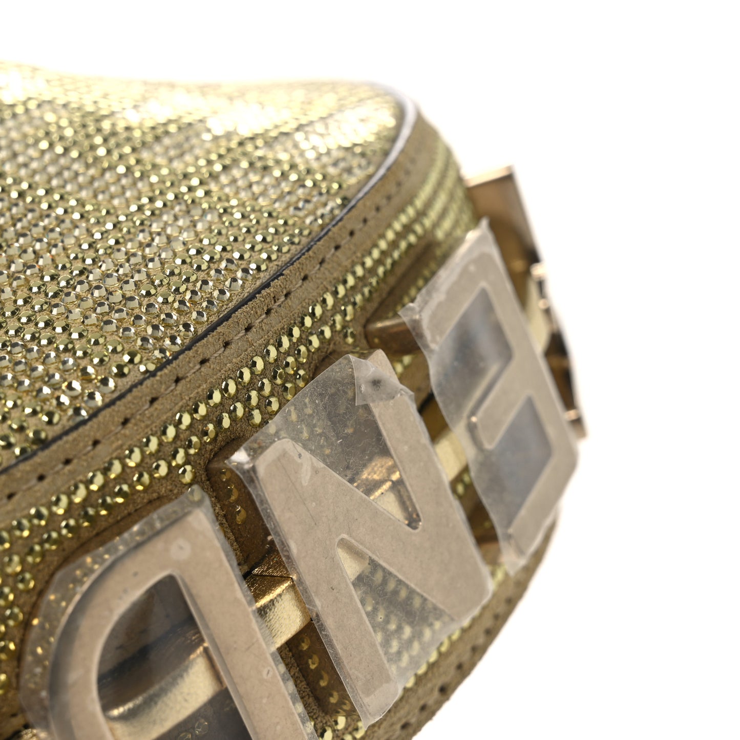 Crystal Vitello Laminato Suede FF Nano Fendigraphy Hobo Charm Platino