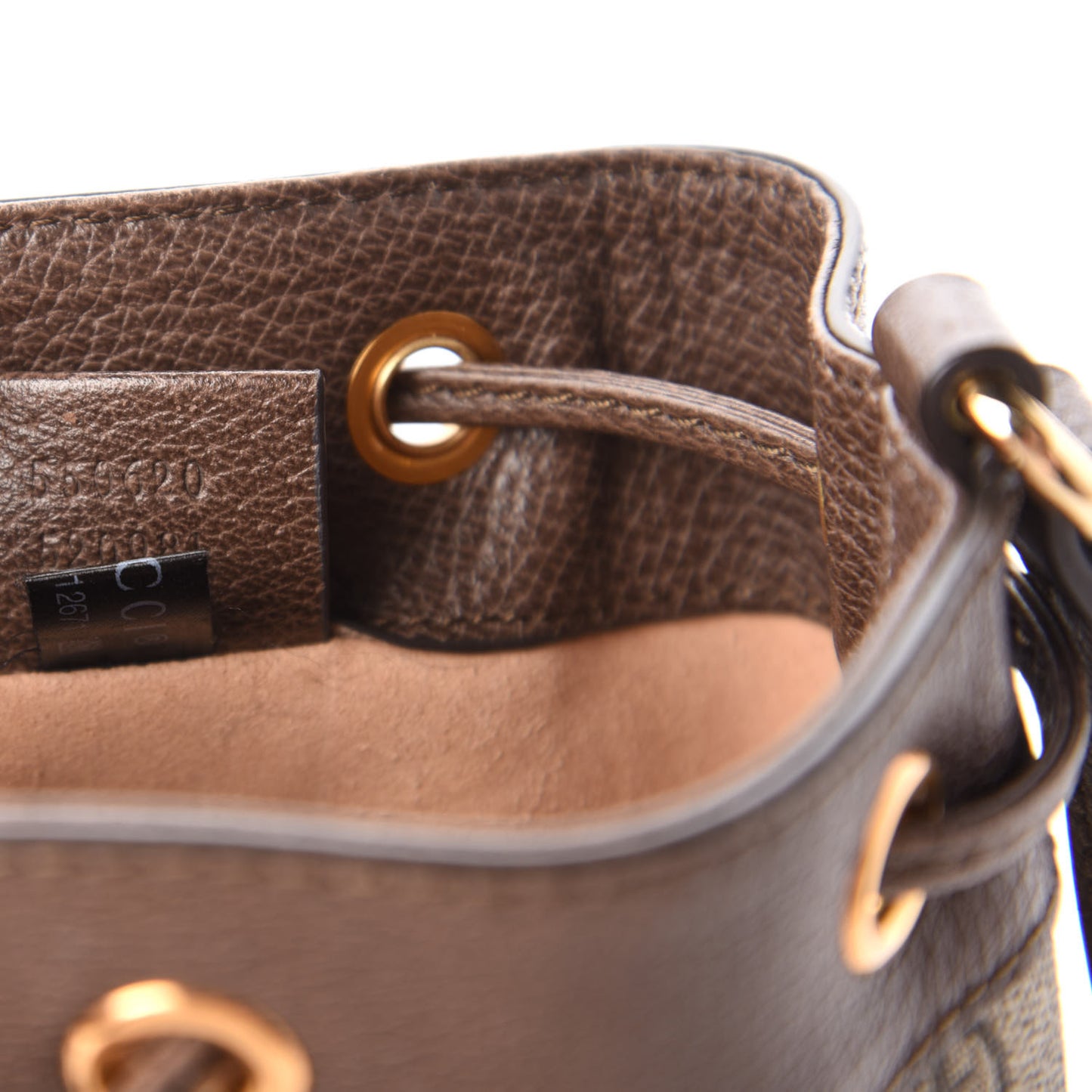 GG Supreme Monogram Web Mini Ophidia Bucket Bag Brown