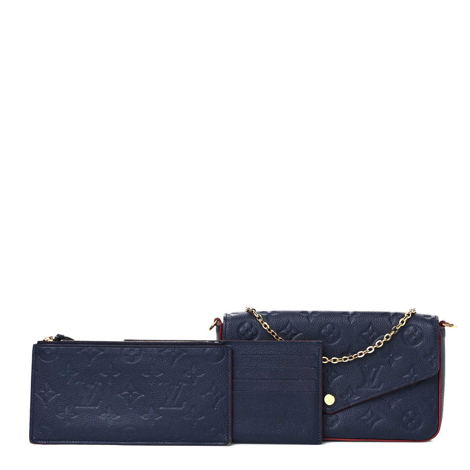 Louis Vuitton Empreinte Pochette Felicie Chain Wallet Marine Rouge 2 of 10