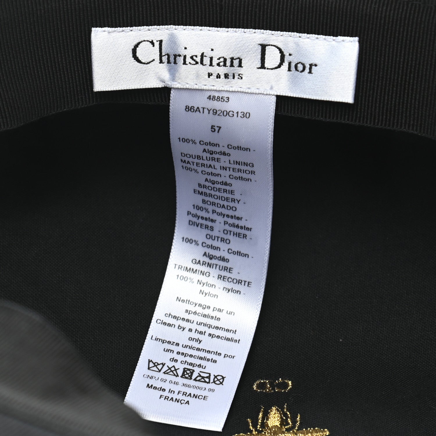 Christian Dior Cotton Canvas Arty Cap with Veil 57 Black 8 of 9