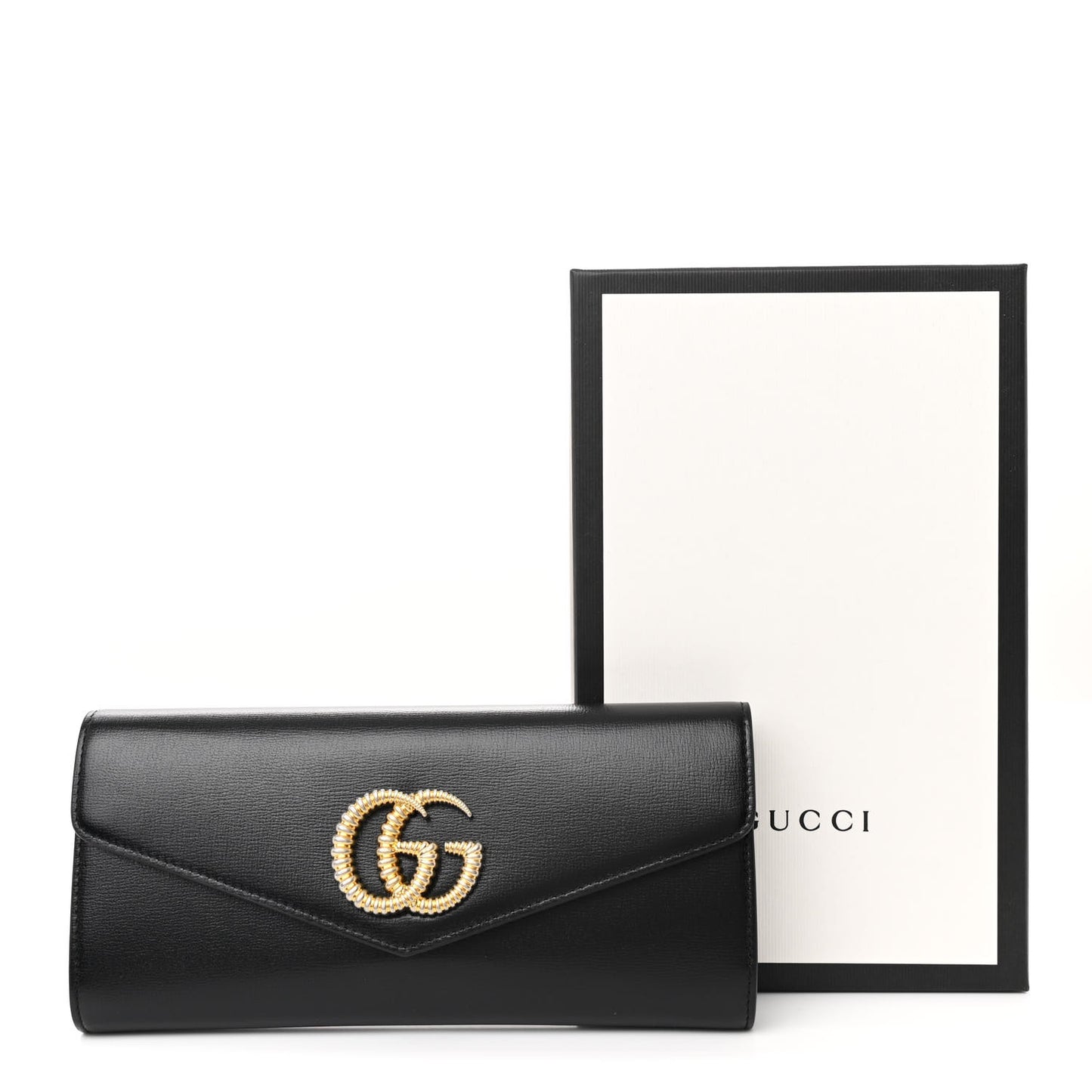 Textured Calfskin Torchon GG Broadway Envelope Clutch Black