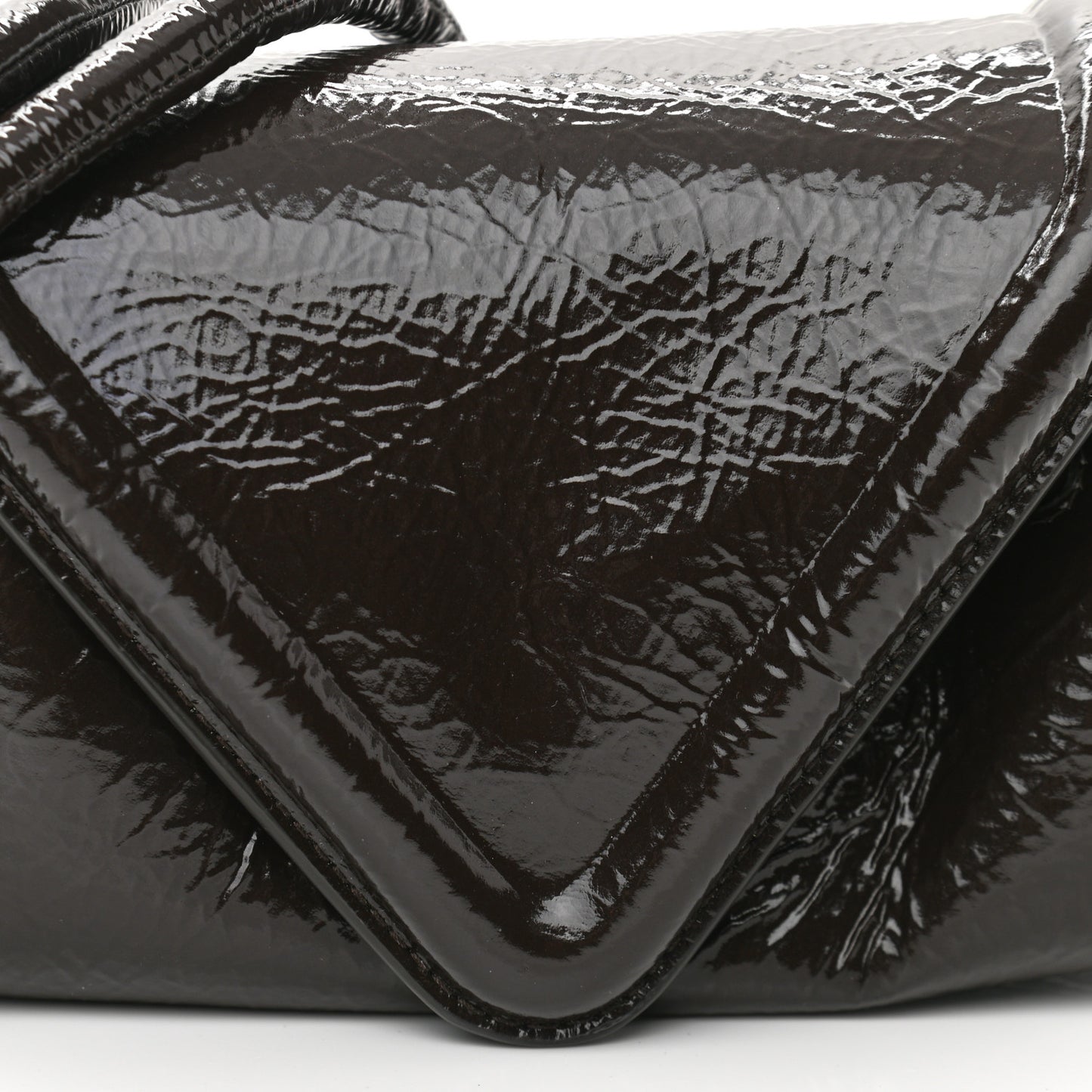 Patent Deerskin Small Beak Triangle Flap Shoulder Bag Fondant