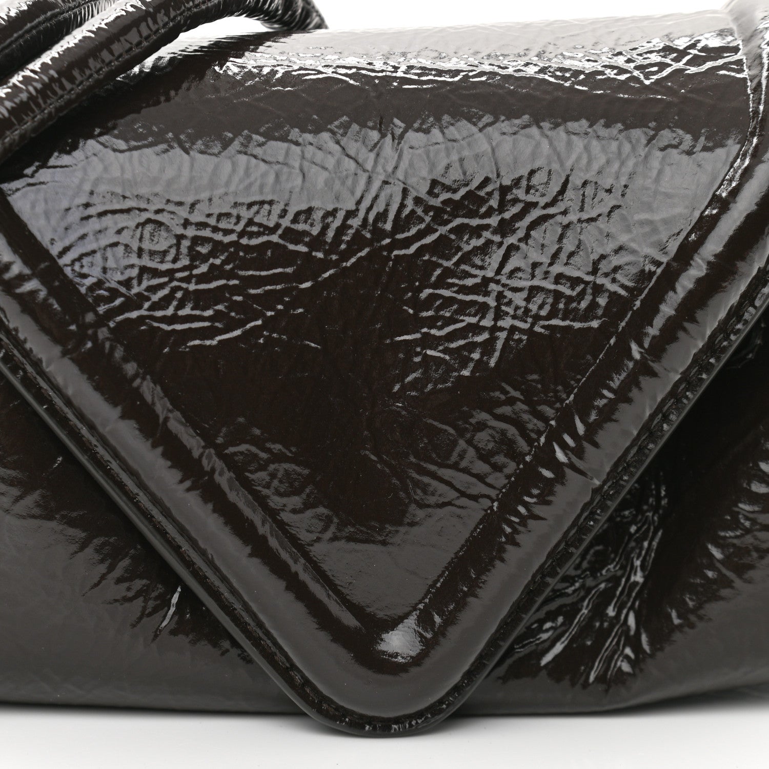 Bottega Veneta Patent Deerskin Small Beak Triangle Flap Shoulder Bag Fondant 7 of 9