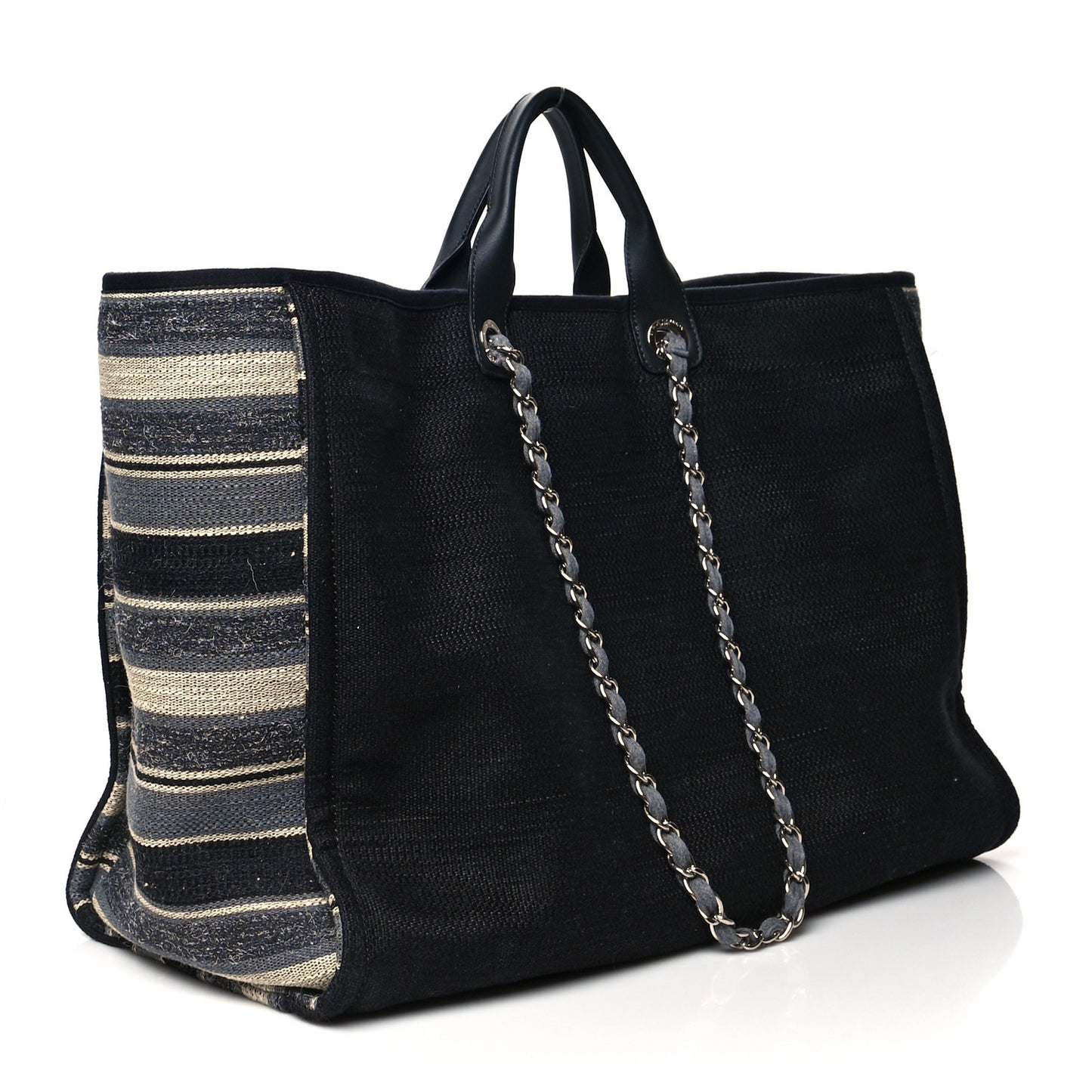 Canvas Striped Extra Large Deauville Tote Black Grey