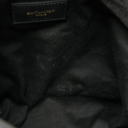 Saint Laurent Denim Quilted Medium Loulou Puffer Monogram Chain Satchel Blue Black 10 of 14