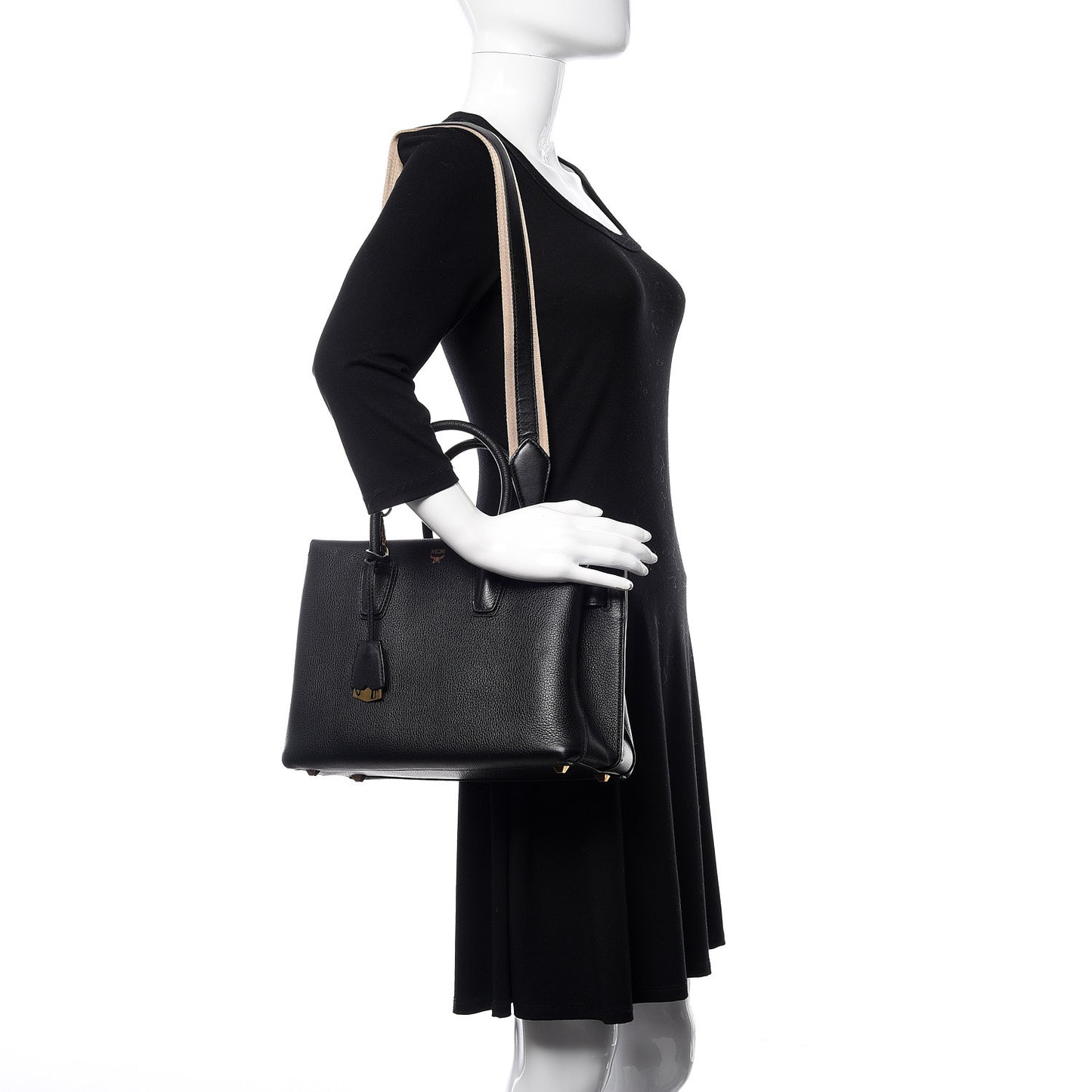 Grained Calfskin Medium Milla Tote Black
