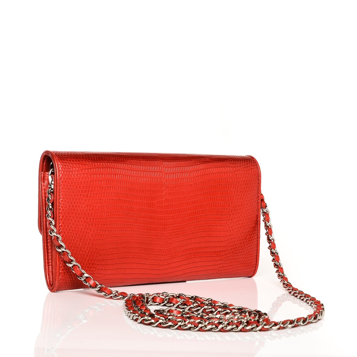 Lizard Wallet With Removable Chain Red