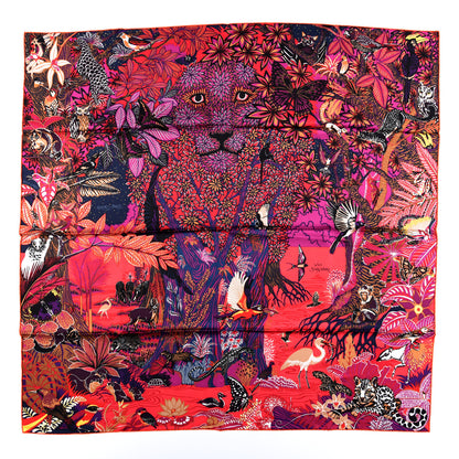 Hermes Silk Wild Singapore Scarf 90 Rouge Violet Beige 1 of 4