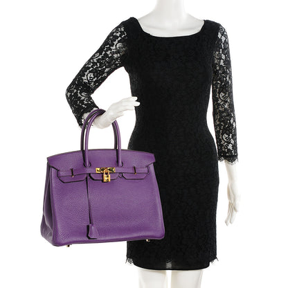 Hermes Taurillon Clemence Birkin 35 Ultraviolet 8 of 32
