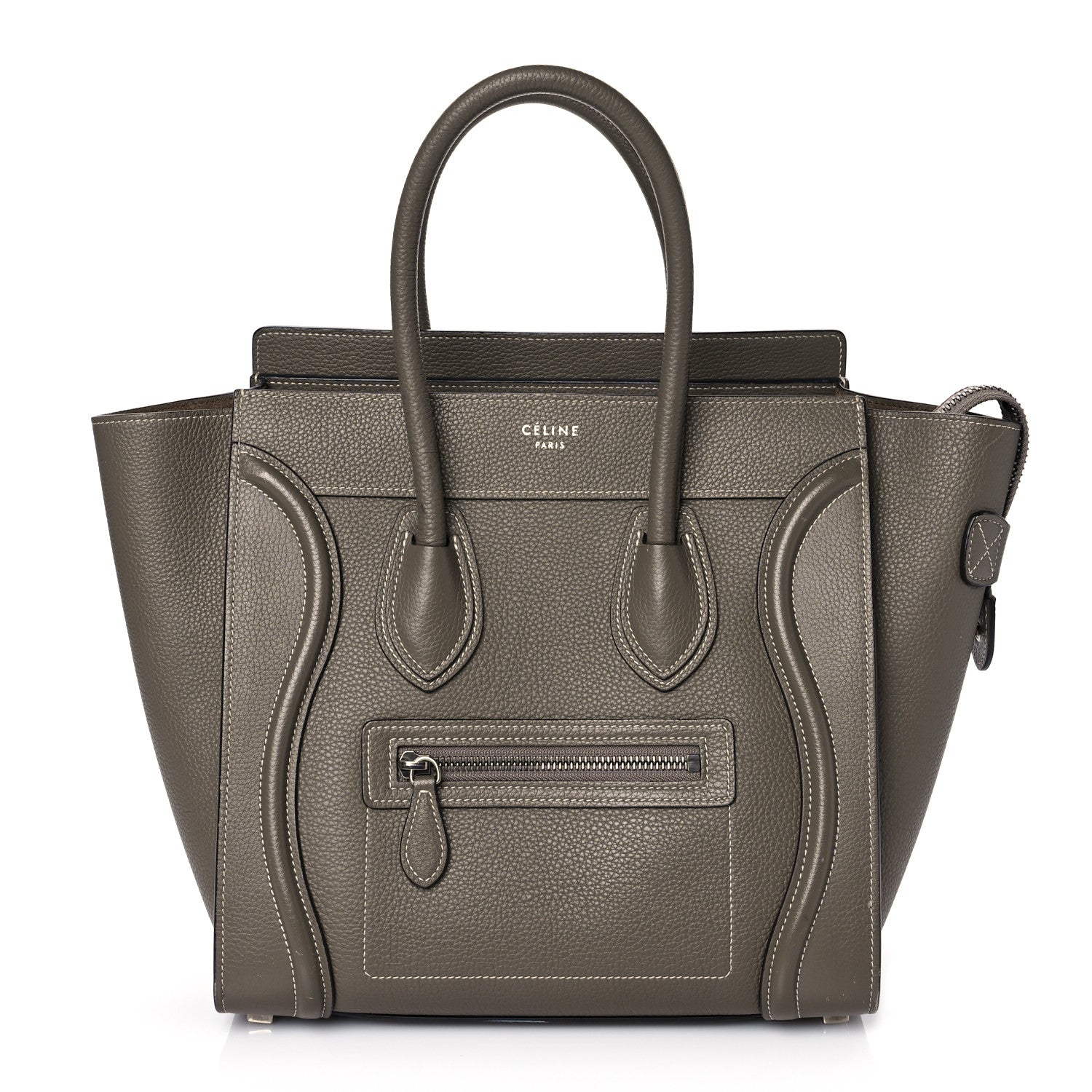Celine Drummed Calfskin Micro Luggage Souris 1 of 10