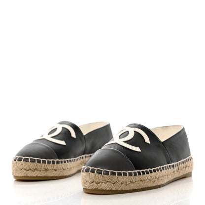 Chanel Lambskin CC Espadrilles 38 Black White Dark Grey 3 of 10