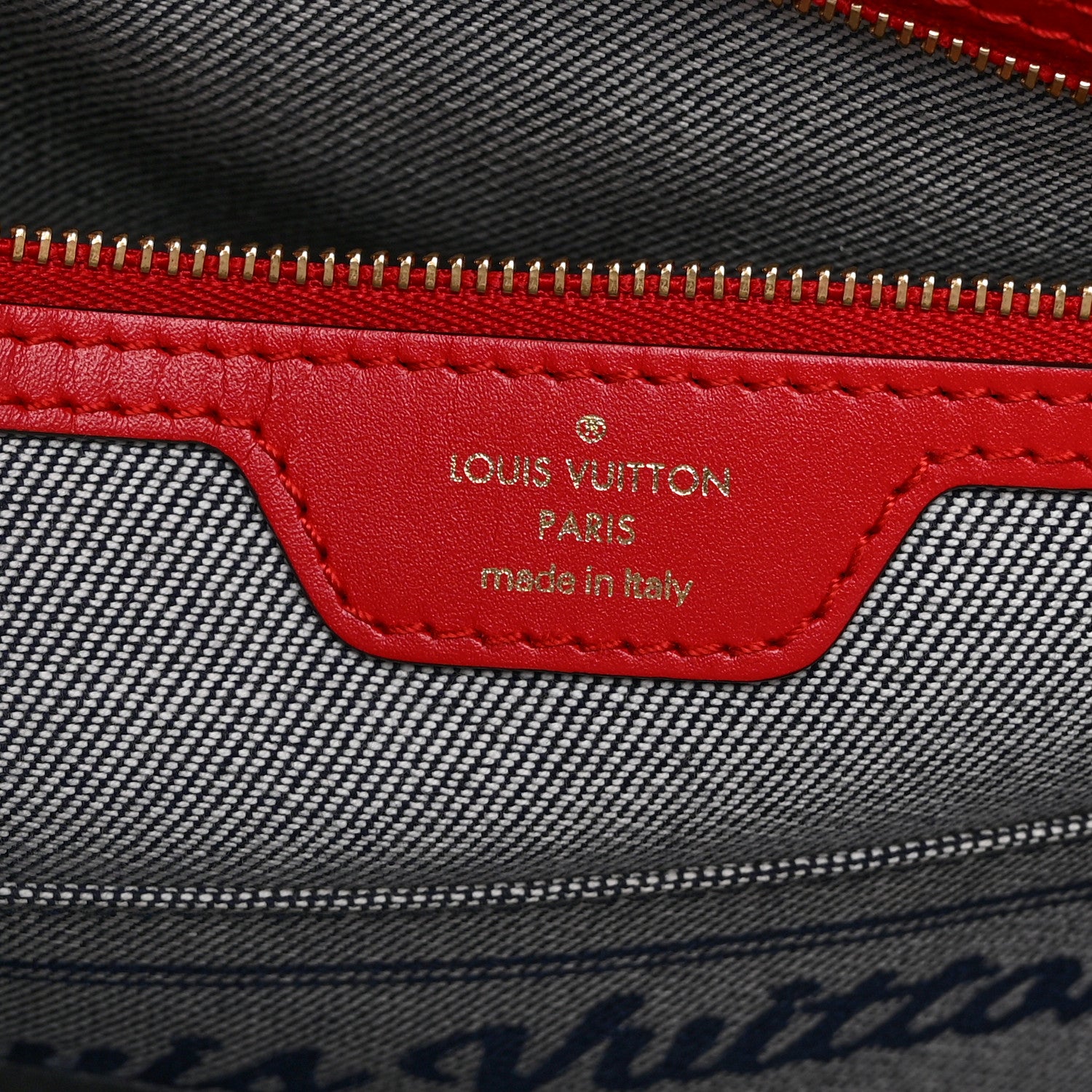 Louis Vuitton Denim Damier Monogram Onthego Blue Rouge 6 of 10