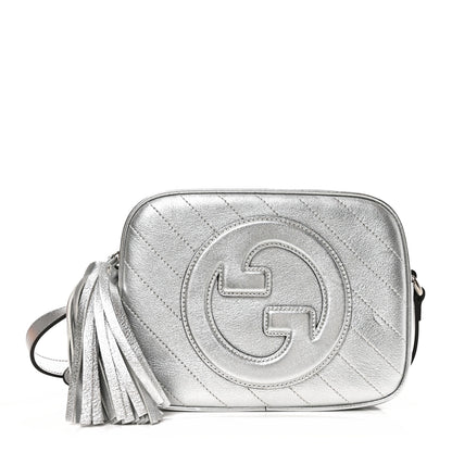 Gucci Metallic Sakai Be Green Calfskin Diagonal Stitched Small Blondie Shoulder Bag Silver 1 of 11