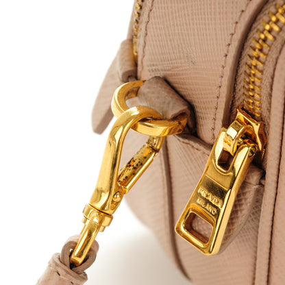Prada Saffiano Mini Double Zip Crossbody Cammeo 10 of 10