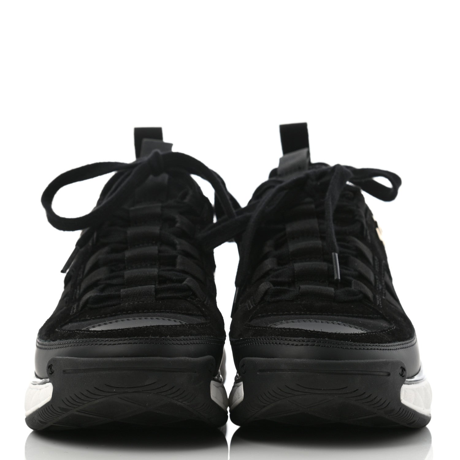 Chanel Velvet Calfskin Mixed Fibers CC Sneakers 35 Black 2 of 8