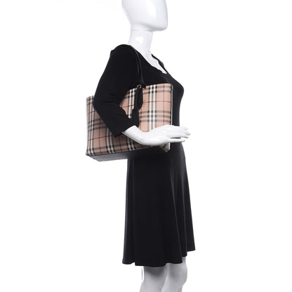 Burberry Grainy Calfskin Haymarket Check Small Reversible Tote Black 2 of 9